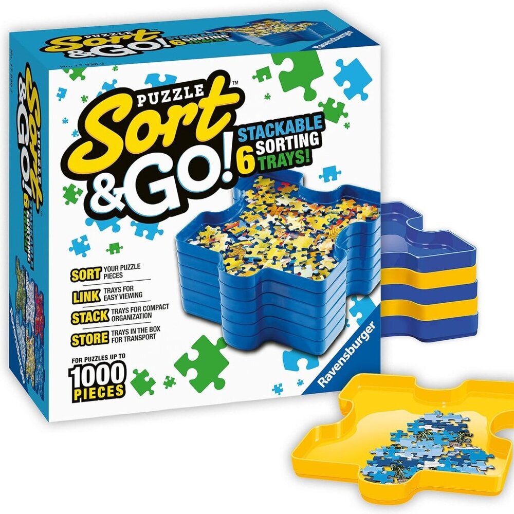 Sort and Go - Jigsaw Puzzle Accessory - Sturdy Stacking Trays for Sorting Pieces